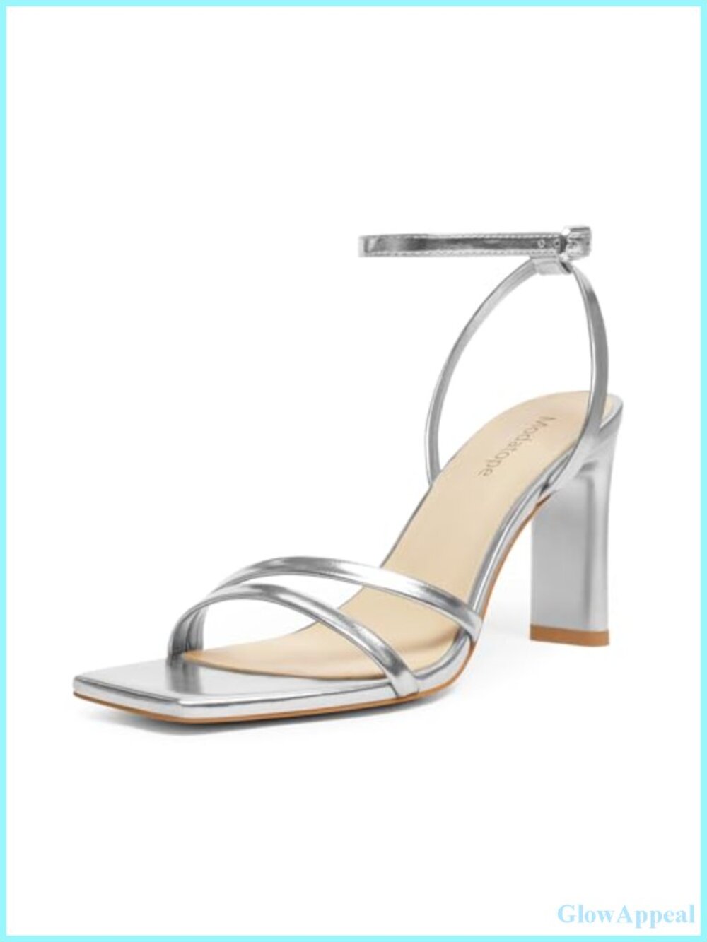 Womens Strappy Heeled Sandals Chunky High Heels Square Open Toe Ankle Strap